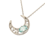 STAR JEWELRY スタージュエリー 月モチーフ パライバトルマリン ダイヤ0.07ct レディース K18イエローゴールド YG ネックレス Aランク 中古 銀蔵