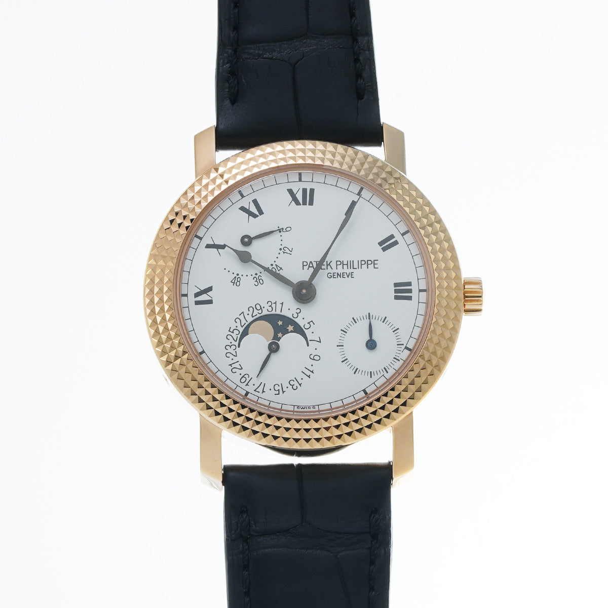 パテックフィリップ カラトラバ 新品ベルト 3944G-001 ホワイト レディース 腕時計 クォーツ 中古 銀蔵 PATEK PHILIPPE - パテックフィリップ カラトラバ 新品ベルト 3944G