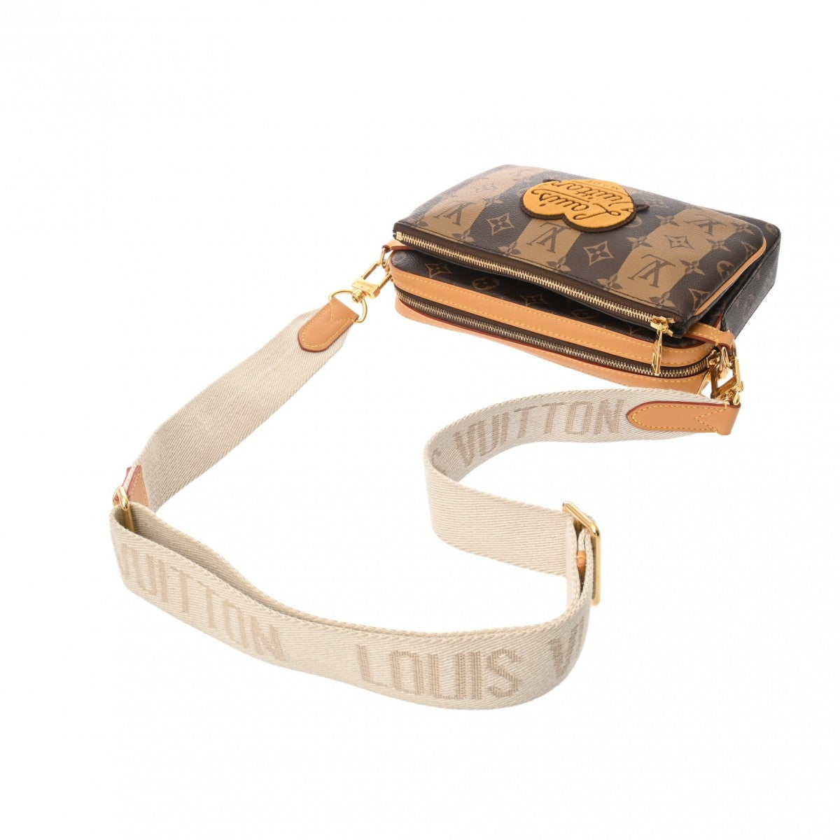 【美品完品】LOUIS VUITTON×NIGOトリオメッセンジャーM45965 ルイヴィトン ストライプ トリオメッセンジャー NIGOコラボ モノグラム