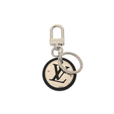 LOUIS VUITTON ルイヴィトン LVサークル バッグチャーム シルバー/ブラック M67362 メンズ メタル レザー キーホルダー Aランク 中古 銀蔵