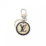 LOUIS VUITTON ルイヴィトン LVサークル バッグチャーム シルバー/ブラック M67362 メンズ メタル レザー キーホルダー Aランク 中古 銀蔵