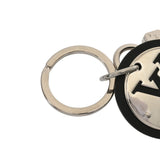 LOUIS VUITTON ルイヴィトン LVサークル バッグチャーム シルバー/ブラック M67362 メンズ メタル レザー キーホルダー Aランク 中古 銀蔵