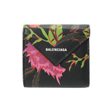 BALENCIAGA バレンシアガ ペーパー コンパクトウォレット ブラック/マルチカラー 637450 レディース レザー 三つ折り財布 ABランク 中古 銀蔵