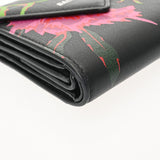 BALENCIAGA バレンシアガ ペーパー コンパクトウォレット ブラック/マルチカラー 637450 レディース レザー 三つ折り財布 ABランク 中古 銀蔵