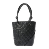 CHANEL シャネル カンボンライン スモールトート ブラック/ブラック レディース カーフ トートバッグ ABランク 中古 銀蔵