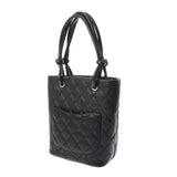 CHANEL シャネル カンボンライン スモールトート ブラック/ブラック レディース カーフ トートバッグ ABランク 中古 銀蔵