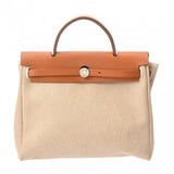 HERMES エルメス エールバッグ PM 2WAY ベージュ/ナチュラル □E刻印(2001年頃) レディース トワルアッシュ ヴァッシュハンター ハンドバッグ Bランク 中古 銀蔵