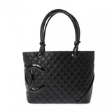 CHANEL シャネル カンボンライン ラージトート ブラック/ブラックエナメル A25169 レディース カーフ トートバッグ Aランク 中古 銀蔵
