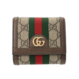 GUCCI グッチ オフィデアGG コンパクトウォレット ベージュ/エボニー 598662 レディース GGスプリームキャンバス レザー 二つ折り財布 ABランク 中古 銀蔵