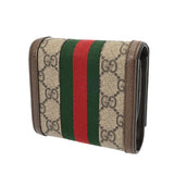GUCCI グッチ オフィデアGG コンパクトウォレット ベージュ/エボニー 598662 レディース GGスプリームキャンバス レザー 二つ折り財布 ABランク 中古 銀蔵