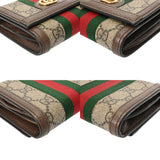 GUCCI グッチ オフィデアGG コンパクトウォレット ベージュ/エボニー 598662 レディース GGスプリームキャンバス レザー 二つ折り財布 ABランク 中古 銀蔵