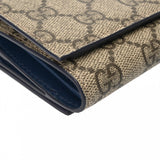 GUCCI グッチ 三つ折りウォレット ベージュ/ダークブルー系 769225 レディース GGスプリームキャンバス レザー 三つ折り財布 Aランク 中古 銀蔵