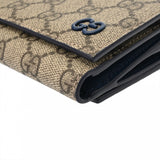 GUCCI グッチ 三つ折りウォレット ベージュ/ダークブルー系 769225 レディース GGスプリームキャンバス レザー 三つ折り財布 Aランク 中古 銀蔵