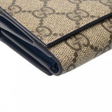 GUCCI グッチ 三つ折りウォレット ベージュ/ダークブルー系 769225 レディース GGスプリームキャンバス レザー 三つ折り財布 Aランク 中古 銀蔵