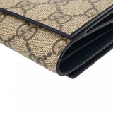 GUCCI グッチ 三つ折りウォレット ベージュ/ダークブルー系 769225 レディース GGスプリームキャンバス レザー 三つ折り財布 Aランク 中古 銀蔵