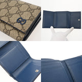 GUCCI グッチ 三つ折りウォレット ベージュ/ダークブルー系 769225 レディース GGスプリームキャンバス レザー 三つ折り財布 Aランク 中古 銀蔵