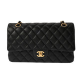 CHANEL シャネル チェーンショルダー 25cm Wフラップ ブラック A01112 レディース ラムスキン ショルダーバッグ Aランク 中古 銀蔵