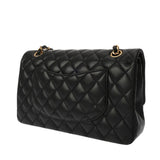 CHANEL シャネル チェーンショルダー 25cm Wフラップ ブラック A01112 レディース ラムスキン ショルダーバッグ Aランク 中古 銀蔵