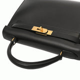 HERMES エルメス ケリー 28 外縫い ブラック □B刻印(1998年頃) レディース ボックスカーフ ハンドバッグ Aランク 中古 銀蔵