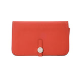 HERMES エルメス ドゴン GM ルージュピヴォワンヌ X刻印(2016年頃) ユニセックス トゴ 長財布 Bランク 中古 銀蔵