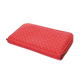 BOTTEGAVENETA ボッテガヴェネタ イントレチャート ラウンドファスナー財布 レッド レディース レザー 長財布 Aランク 中古 銀蔵