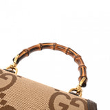 GUCCI グッチ バンブー スモールトップハンドルバッグ 1947 3WAY ベージュ 675797 レディース ジャンボGGキャンバス/レザー ハンドバッグ Aランク 中古 銀蔵