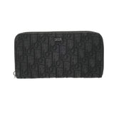 CHRISTIAN DIOR クリスチャンディオール ロングジップウォレット ブラック 2ESBC252YSE_H03E メンズ コットン 長財布 ABランク 中古 銀蔵