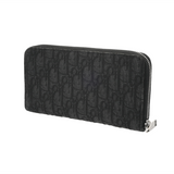 CHRISTIAN DIOR クリスチャンディオール ロングジップウォレット ブラック 2ESBC252YSE_H03E メンズ コットン 長財布 ABランク 中古 銀蔵