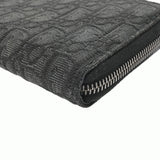 CHRISTIAN DIOR クリスチャンディオール ロングジップウォレット ブラック 2ESBC252YSE_H03E メンズ コットン 長財布 ABランク 中古 銀蔵