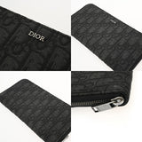 CHRISTIAN DIOR クリスチャンディオール ロングジップウォレット ブラック 2ESBC252YSE_H03E メンズ コットン 長財布 ABランク 中古 銀蔵