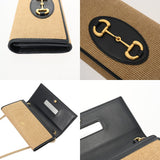 GUCCI グッチ ベージュ/ネイビー 621888 ユニセックス キャンバス/レザー チェーンウォレット ABランク 中古 銀蔵