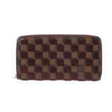 LOUIS VUITTON ルイヴィトン ダミエパイエット スパンコール ジッピーウォレット ブラウン/ルージュ N63174 ユニセックス ダミエキャンバス スパンコール 長財布 ABランク 中古 銀蔵