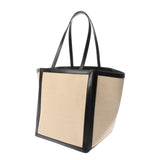 CELINE セリーヌ ラージスクエアカバ ベージュ/ブラック 197532DPD.01 レディース キャンバス レザー ハンドバッグ Aランク 中古 銀蔵