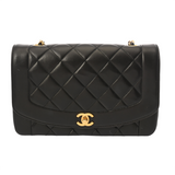 CHANEL シャネル マトラッセ ダイアナ チェーンショルダー 25cm ブラック A01165 レディース ラムスキン ショルダーバッグ Bランク 中古 銀蔵