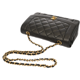 CHANEL シャネル マトラッセ ダイアナ チェーンショルダー 25cm ブラック A01165 レディース ラムスキン ショルダーバッグ Bランク 中古 銀蔵