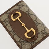GUCCI グッチ ホースビット カードケースウォレット ベージュ/ブラウン 621887 レディース GGスプリームキャンバス レザー 二つ折り財布 Aランク 中古 銀蔵