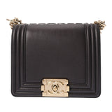 CHANEL シャネル ボーイシャネル チェーンショルダー ブラウン レディース レザー ショルダーバッグ ABランク 中古 銀蔵