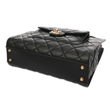 CHANEL シャネル マトラッセ チェーントート ブラック レディース ラムスキン ハンドバッグ Aランク 中古 銀蔵