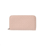 BOTTEGAVENETA ボッテガヴェネタ イントレチャート ラウンドファスナー財布 ベビーピンク レディース レザー 長財布 Aランク 中古 銀蔵