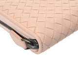 BOTTEGAVENETA ボッテガヴェネタ イントレチャート ラウンドファスナー財布 ベビーピンク レディース レザー 長財布 Aランク 中古 銀蔵