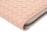 BOTTEGAVENETA ボッテガヴェネタ イントレチャート ラウンドファスナー財布 ベビーピンク レディース レザー 長財布 Aランク 中古 銀蔵