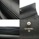 CHANEL シャネル ボーイシャネル 二ツ折長財布 ブラック ゴールド金具 A80286 レディース キャビアスキン 長財布 Aランク 中古 銀蔵