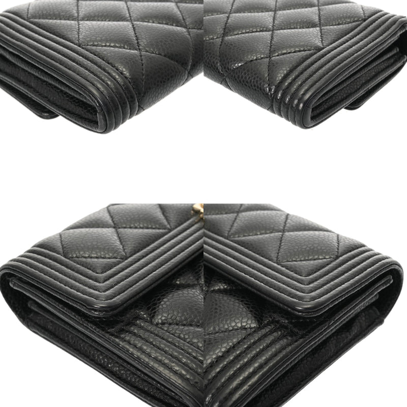 超美品 シャネル ボーイ 長財布 キャビアスキン CHANEL（シャネル） 長財布 フラップウォレット ボーイシャネル グレ