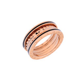 BVLGARI ブルガリ B-ZERO1 ロック リング #56 15号 メンズ K18ピンクゴールド PG セラミック リング・指輪 Aランク 中古 銀蔵