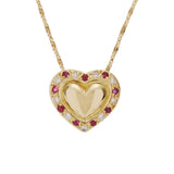YVES SAINT LAURENT イヴサンローラン ハート ネックレス ダイヤ ルビー レディース K18イエローゴールド YG ネックレス Aランク 中古 銀蔵