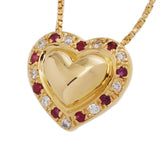 YVES SAINT LAURENT イヴサンローラン ハート ネックレス ダイヤ ルビー レディース K18イエローゴールド YG ネックレス Aランク 中古 銀蔵