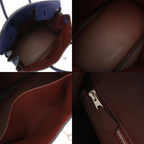 HERMES エルメス バーキン 40 オフィサー ブルーアンクル/ボルドー C刻印(2018年頃) ユニセックス トゴ ヴォースイフト ハンドバッグ Aランク 中古 銀蔵