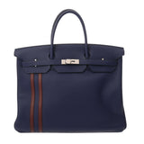 HERMES エルメス バーキン 40 オフィサー ブルーアンクル/ボルドー C刻印(2018年頃) ユニセックス トゴ ヴォースイフト ハンドバッグ Aランク 中古 銀蔵