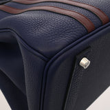 HERMES エルメス バーキン 40 オフィサー ブルーアンクル/ボルドー C刻印(2018年頃) ユニセックス トゴ ヴォースイフト ハンドバッグ Aランク 中古 銀蔵