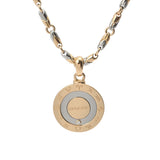BVLGARI ブルガリ パッソドッピオ ホロスコープトップ付き ユニセックス K18イエローゴールド YG ステンレス ネックレス Aランク 中古 銀蔵